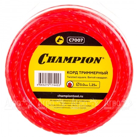 Корд триммерный Champion Twisted Square 3.0мм, 25м (витой квадрат)  в Самаре