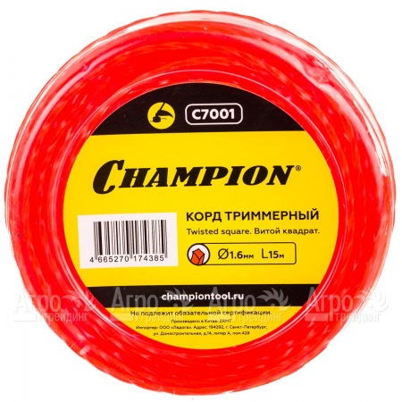 Корд триммерный Champion Twisted Square 1.6мм, 15м (витой квадрат) в Самаре